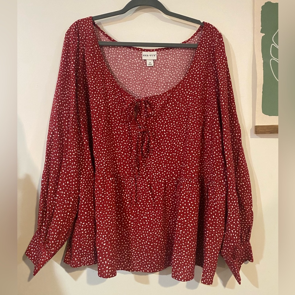 Ava & Viv target red polka dot long sleeve blouse